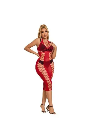 SUBBLIME - 952327 VESTITO LUNGO A RETE ROSSO TAGLIA UNICA