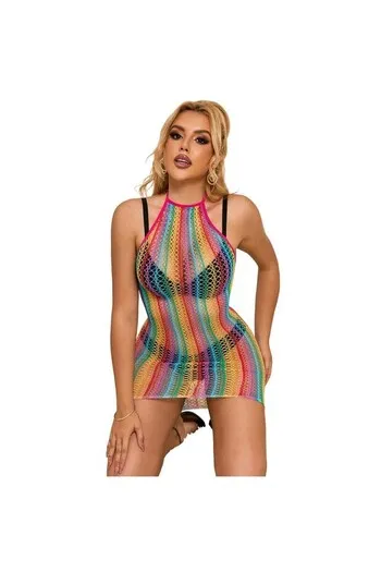 SUBBLIME - 952341 VESTITO A RETE ARCOBALENO TAGLIA UNICA