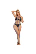 SUBBLIME - 952358 BODYSTOCKING CON COLLO ALTO IN RETE ARCOBALENO XS/M