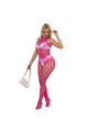 SUBBLIME - 952389 BODYSTOCKING A RETE E PIZZO SENZA CAVALLO CON COLLO ALTO ROSA TAGLIA UNICA