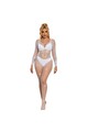SUBBLIME - 952396 BODYSTOCKING A RETE CON STRASS MANICA LUNGA BIANCO TAGLIA UNICA