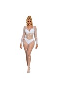 SUBBLIME - 952396 BODYSTOCKING A RETE CON STRASS MANICA LUNGA BIANCO TAGLIA UNICA