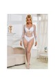 SUBBLIME - 952396 BODYSTOCKING A RETE CON STRASS MANICA LUNGA BIANCO TAGLIA UNICA