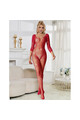 SUBBLIME - 952419 BODYSTOCKING A RETE CON STRASS MANICA LUNGA ROSSO XS/M