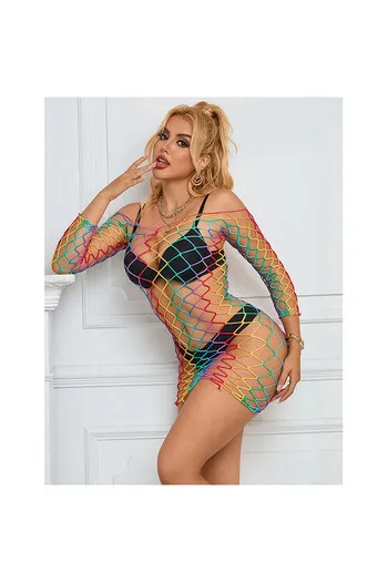 SUBBLIME - 952426 VESTITO A RETE MANICA LUNGA ARCOBALENO TAGLIA UNICA