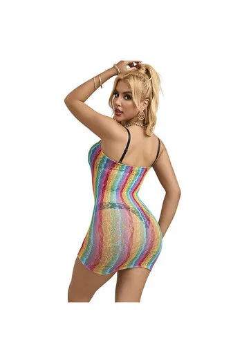 SUBBLIME - 952457 VESTITO A RETE SENZA MANICHE CON SPALLE SCOPERTE ARCOBALENO TAGLIA UNICA