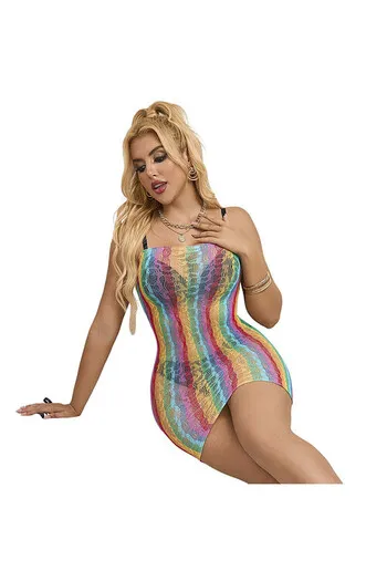 SUBBLIME - 952457 VESTITO A RETE SENZA MANICHE CON SPALLE SCOPERTE ARCOBALENO TAGLIA UNICA