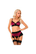 Set Lingerie Bordeaux e Nero in Satin e Pizzo