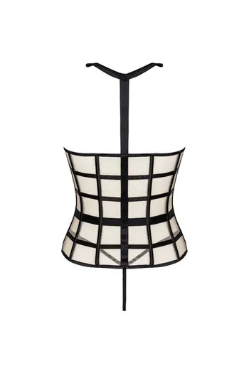 Corsetto Sensuale con Tanga Nero e Beige