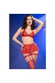 Red Sensual Lingerie Set in Synthetic Leather