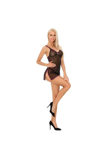 LIVCO CORSETTI FASHION - RAMLAH CF 90462 CHEMISE + PERIZOMA NERO S/M