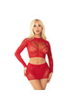 Conjunto Top e Gonna Griglia con Cristalli Rosso - Leg Avenue | Look Audace e Chic