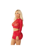 Conjunto Top e Gonna Griglia con Cristalli Rosso - Leg Avenue | Look Audace e Chic