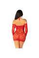 LEG AVENUE - ABITO MINI A RETE CON MANICHE LUNGHE E SPALLE SCOPERTE ROSSO