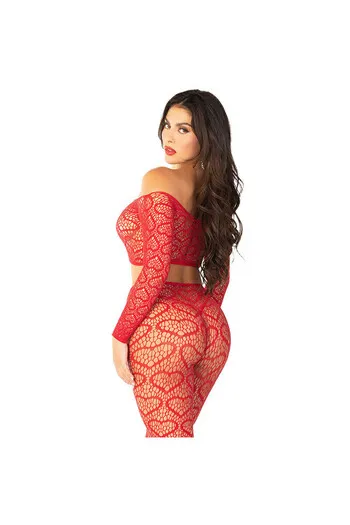 LEG AVENUE - CROP TOP + CALZE ROSSO TAGLIA UNICA