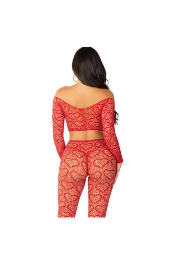 LEG AVENUE - CROP TOP + CALZE ROSSO TAGLIA UNICA