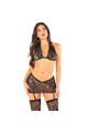LEG AVENUE - REGGISENO TOP + GONNA + CALZE CON STRASS NERO TAGLIA UNICA