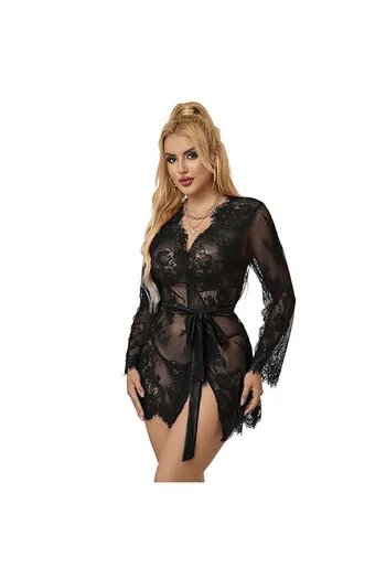 SUBBLIME - 953751 CAMICIA DA NOTTE IN PIZZO + PERIZOMA NERO S/M