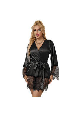 SUBBLIME - 953799 ELEGANTE PIGIAMA PIZZO + PERIZOMA NERO S/M