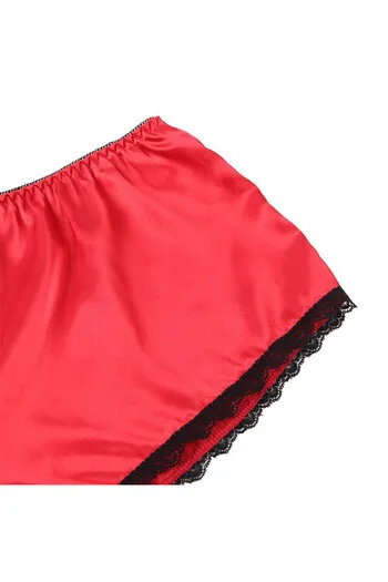 SUBBLIME - 953898 CAMICIA DA NOTTE IN SETA E PIZZO + SLIP ROSSO S/M