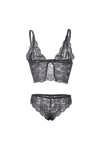 SUBBLIME - 953911 CAMICIA DA NOTTE IN SETA E PIZZO + SLIP NERO S/M