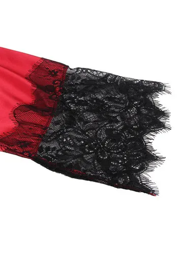 SUBBLIME - 954024 CANOTTIERA CON SCHIENA TRASPARENTE IN PIZZO + PERIZOMA ROSSO/NERO L/XL