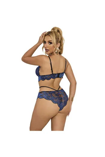 SUBBLIME - 954062 REGGISENO + SLIP PIZZO BLU S/M