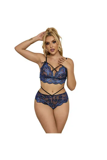 SUBBLIME - 954079 REGGISENO + SLIP PIZZO BLU L/XL