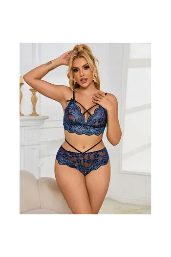 SUBBLIME - 954079 REGGISENO + SLIP PIZZO BLU L/XL