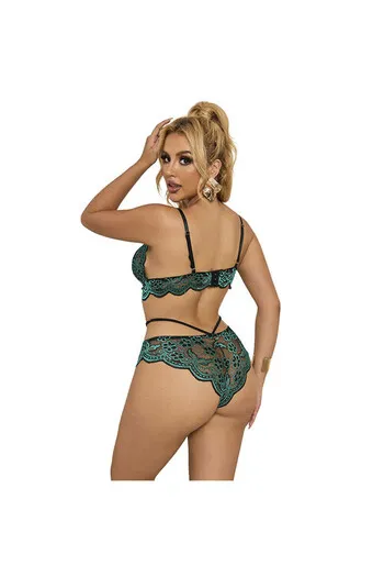 SUBBLIME - 954086 REGGISENO + SLIP PIZZO VERDE S/M