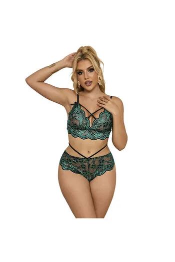 SUBBLIME - 954093 REGGISENO + SLIP PIZZO VERDE L/XL