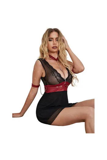 SUBBLIME - 954420 ABITO BONDAGE IN PIZZO NERO S/M