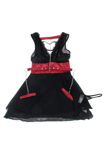 SUBBLIME - 954437 ABITO BONDAGE IN PIZZO NERO L/XL