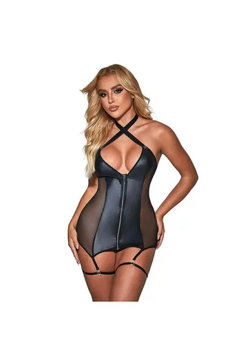 SUBBLIME - 954451 ABITO SEXY IN RETE PELLE NERO L/XL