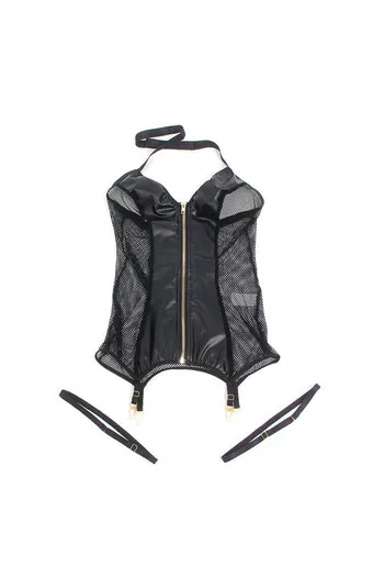 SUBBLIME - 954451 ABITO SEXY IN RETE PELLE NERO L/XL