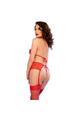 Set lingerie rosso in pizzo con reggicalze e tanga