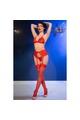 Set lingerie rosso in pizzo con reggicalze e tanga