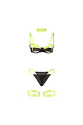 SUBBLIME - 955274 COMPLETO REGGISENO CON COLLANA E DETTAGLI GAMBA VERDE FLUORESCENTE S/M