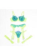 SUBBLIME - 955311 COMPLETO REGGISENO CON PIZZO E LINEE GIARRETRICI VERDE E BLU S/M