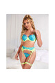 SUBBLIME - 955311 COMPLETO REGGISENO CON PIZZO E LINEE GIARRETRICI VERDE E BLU S/M