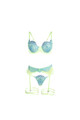 SUBBLIME - 955328 COMPLETO REGGISENO CON PIZZO E LINEE GIARRETRICI VERDE E BLU L/XL