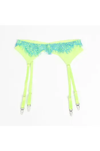 SUBBLIME - 955328 COMPLETO REGGISENO CON PIZZO E LINEE GIARRETRICI VERDE E BLU L/XL