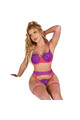 SUBBLIME - 955366 COMPLETO REGGISENO CON PIZZO E LINEE DI GIARRETTIERA ROSA E VIOLA L/XL