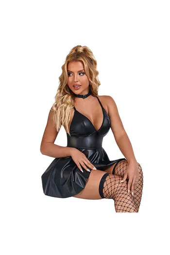 SUBBLIME - 955373 ABITO CON SPALLINE IN PELLE NERA S/M