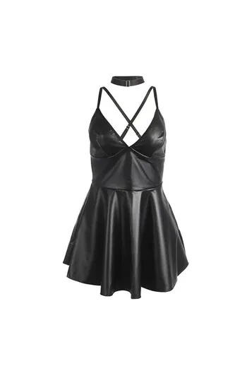 SUBBLIME - 955373 ABITO CON SPALLINE IN PELLE NERA S/M