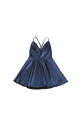 SUBBLIME - 955427 ABITO CON SPALLINE IN PELLE BLU L/XL