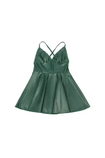 SUBBLIME - 955434 ABITO CON SPALLINE IN PELLE VERDE S/M