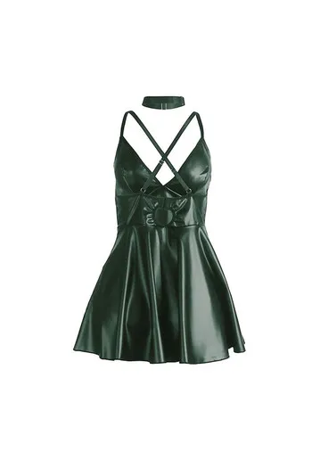 SUBBLIME - 955441 ABITO CON SPALLINE IN PELLE VERDE L/XL