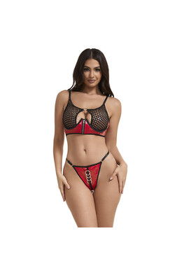 SUBBLIME - 955540 REGGISENO IN VERNICE ROSSA CON CERNIERA E REGGISENO A RETINO L/XL