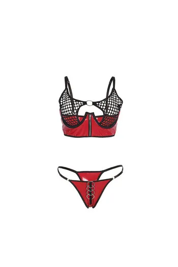 SUBBLIME - 955540 REGGISENO IN VERNICE ROSSA CON CERNIERA E REGGISENO A RETINO L/XL